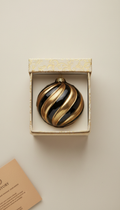 Charcoal Black & Antique Gold Glass Sphere