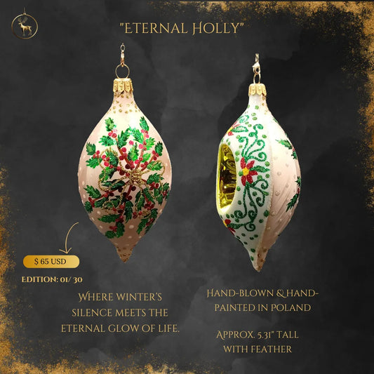 Eternal Holly ornament - front and back view