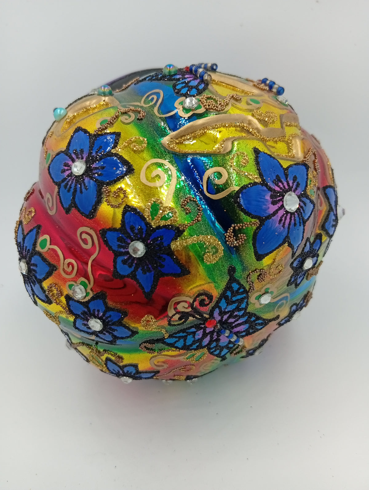 Rainbow Witch Pumpkin - top view detail