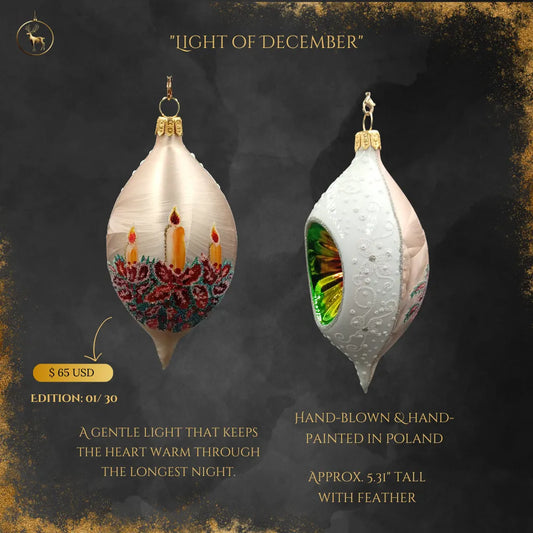 Light of December ornament - front and back view