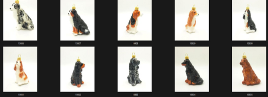 Dog breed glass ornaments - collection overview