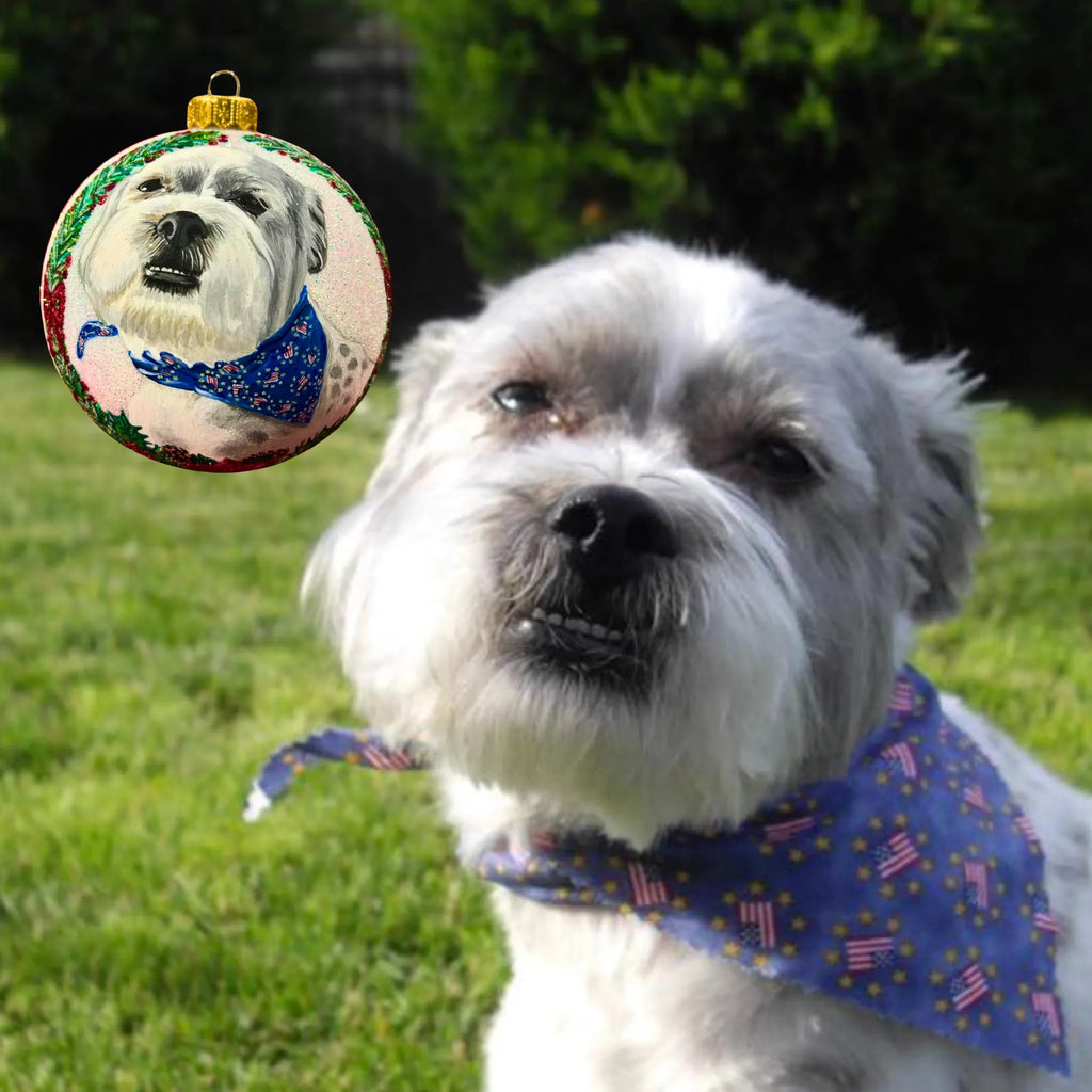 Hand-Painted Glass Ornament – Personalized Dog Portrait