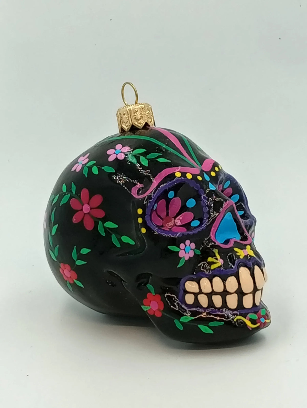 Sugar Skull Hand-Blown Glass Ornament